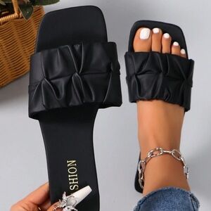 Black Square Toe Sandals